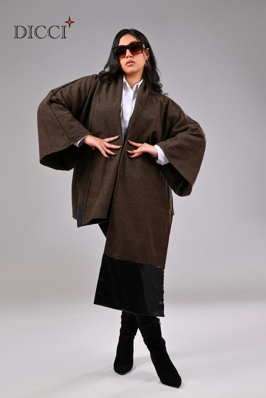 Cape Jacket with Leather Ends