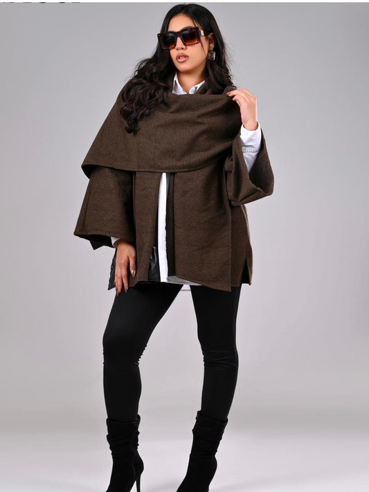 Cape Jacket with Leather Ends