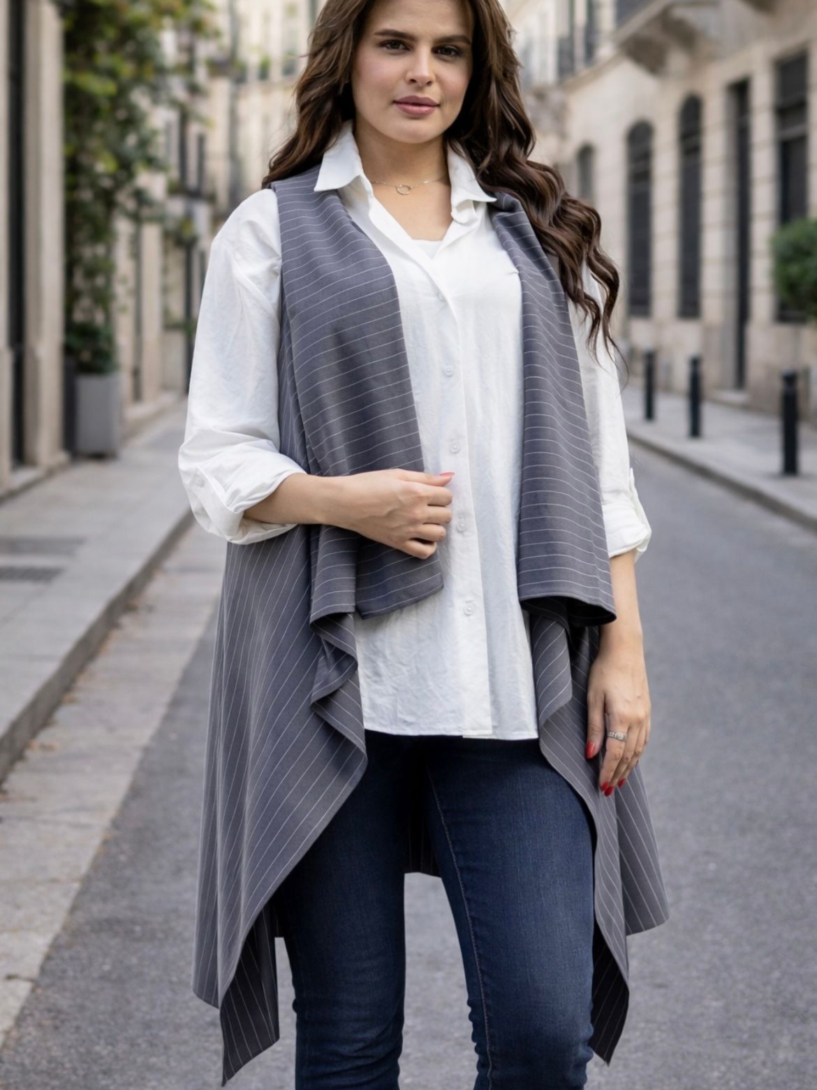 Prime Vest - With Fine White Stripes